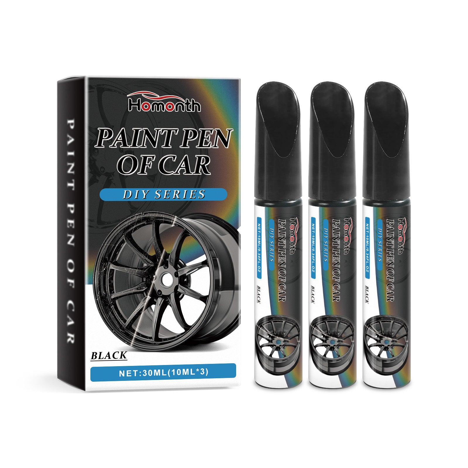 Homonth Black Car Wheel Scratch Care Pen - Car Paint Scratches Removal, Stain Repair, And Paint Touch-up Pen Cross-borde