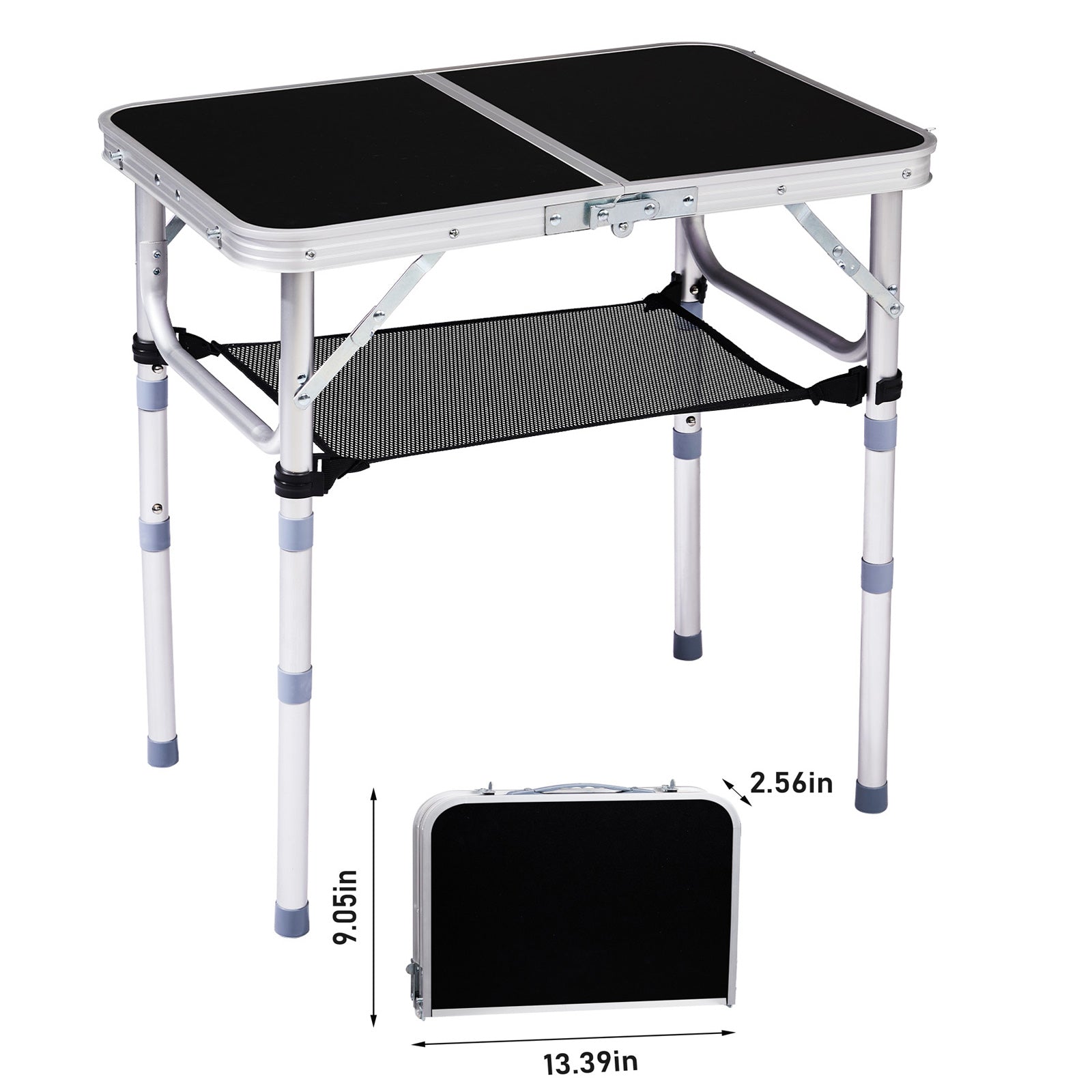 2ft Adjustable Height Foldable Outdoor Side Table Lightweight Aluminum Picnic Beach Desk