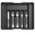 Expandable Utensil Tray For Kitchen, BPA Free Flatware And Cutlery Holder, Adjustable Plastic Storage For Spoons Forks Knives