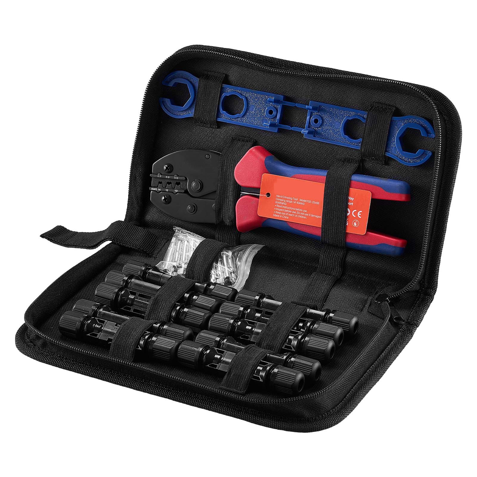 Crimping Tool, 14-10 AWG Ratcheting Solar Connector Crimper Tool Kit, Clear Metric & AWG Markings, With 10 Pairs Solar C