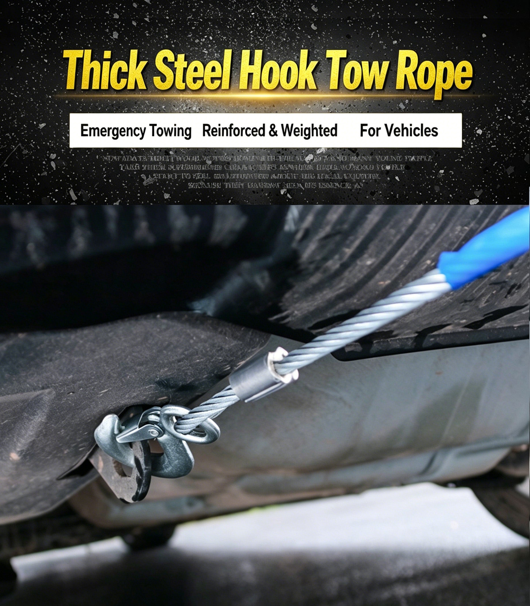 4M Steel Wire Tow Rope For Vehicles, Car Emergency Traction Cable