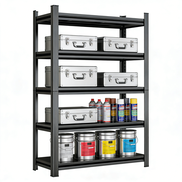 5 Tier Storage Shelves,2200LBS Adjustable Metal Shelving Unit,Black,Needs Assembly