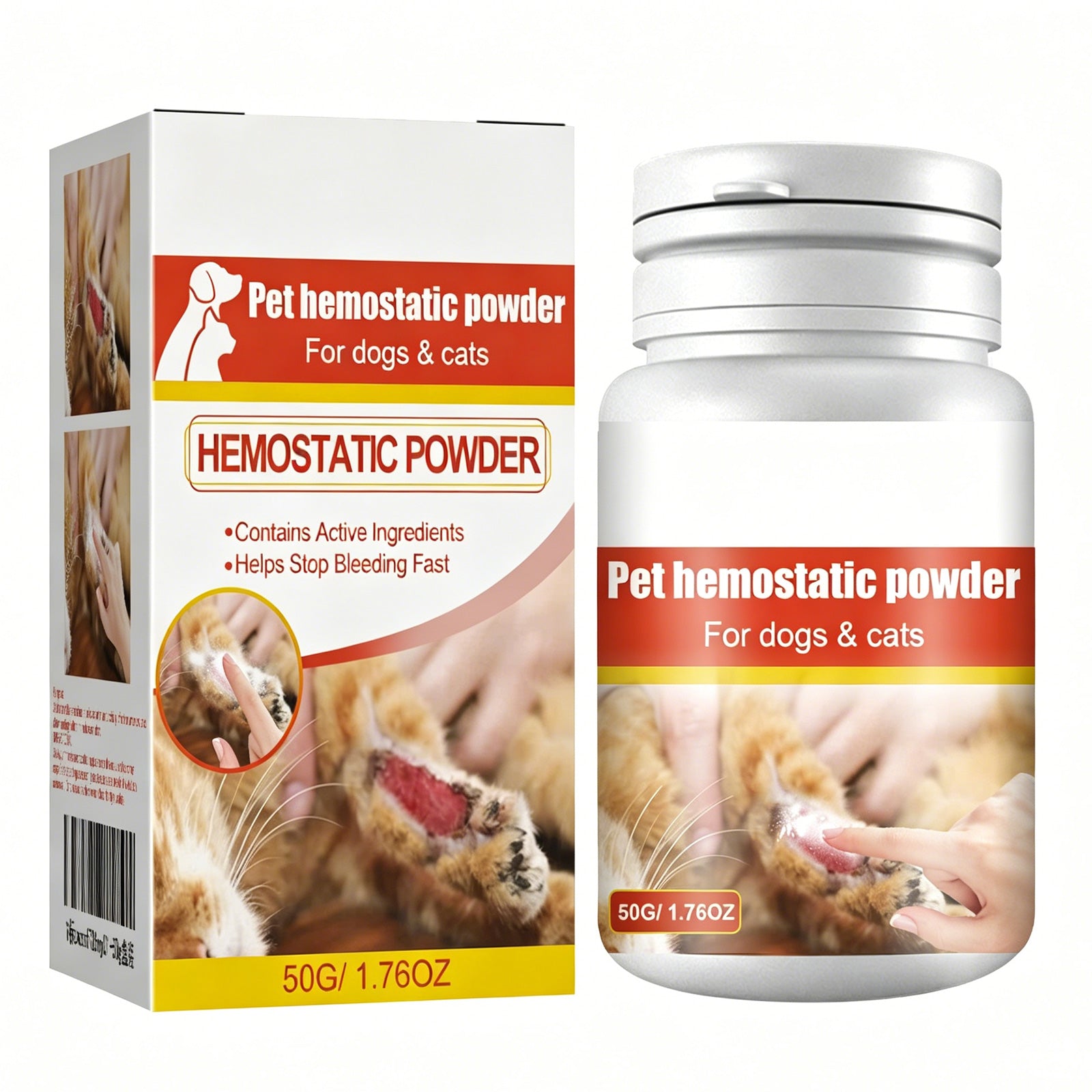Pet Hemostatic Powder, Fast Bleeding Stop Wound Care Powder For Dogs Cats, Gentle Pet Nail Cut Skin Injury Healing Powde
