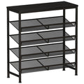 5 Tier Wood Top Shoe Rack, Industrial Storage For Entryway, Small Space Shoe Organizer