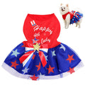 Dog Tulle Dress Independent Day Patriotic Stars Dog Outfit Sparkly Pet Holiday Dress With Bow For Small Dogs Cat Clothes