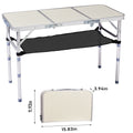 3ft Portable Adjustable Height Aluminum Folding Camping Table With Mesh Storage Shelf, Outdoor Picnic Beach BBQ Side Desk