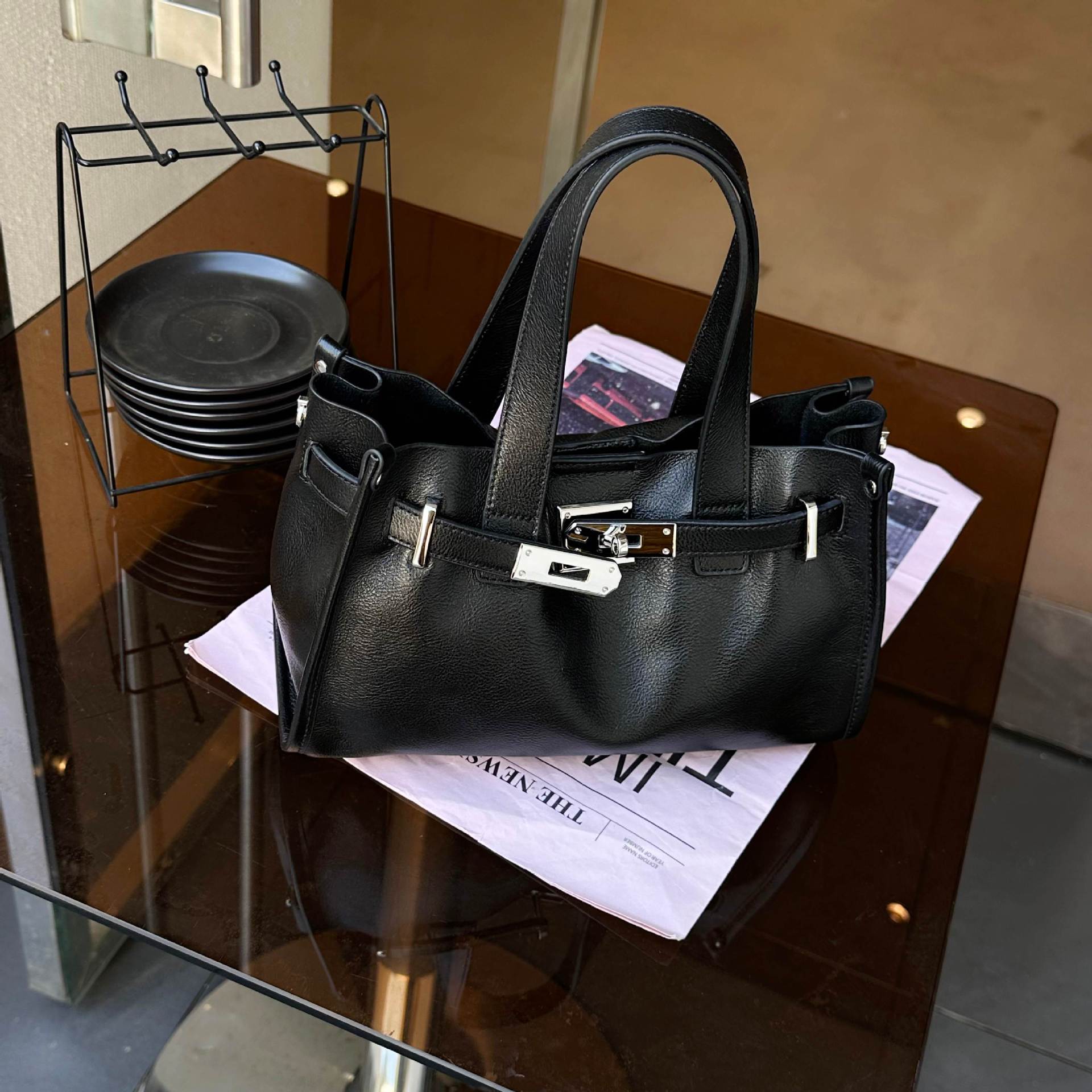 Genuine Leather Women's Bag With A High-end Feel, Luxury Casual Tote Bag, Large Capacity, Top-grain Cowhide Shoulder And
