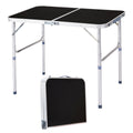 3ft 90-60cm Aluminum Folding Table Portable Outdoor Camping Picnic Desk Black