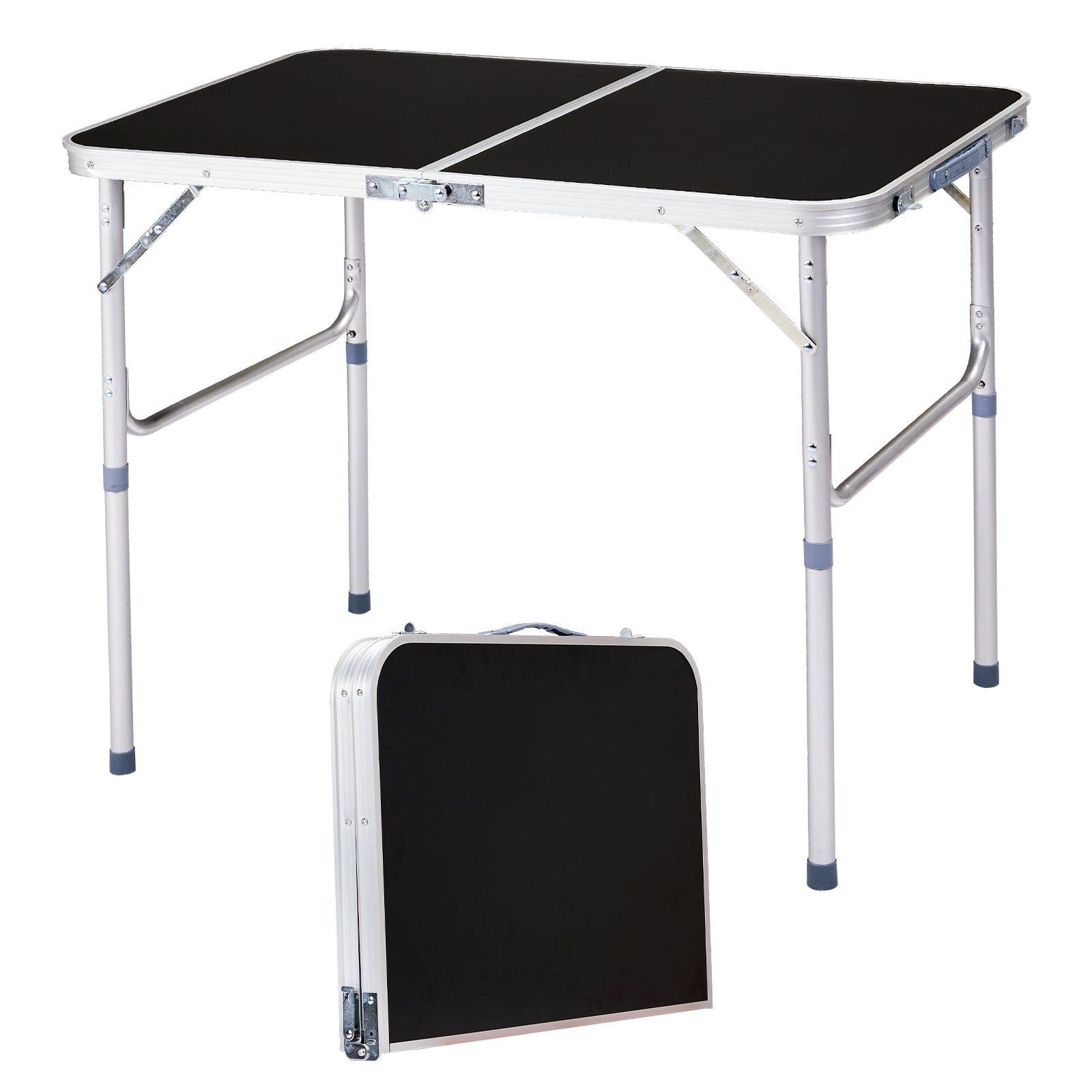 3ft 90-60cm Aluminum Folding Table Portable Outdoor Camping Picnic Desk Black