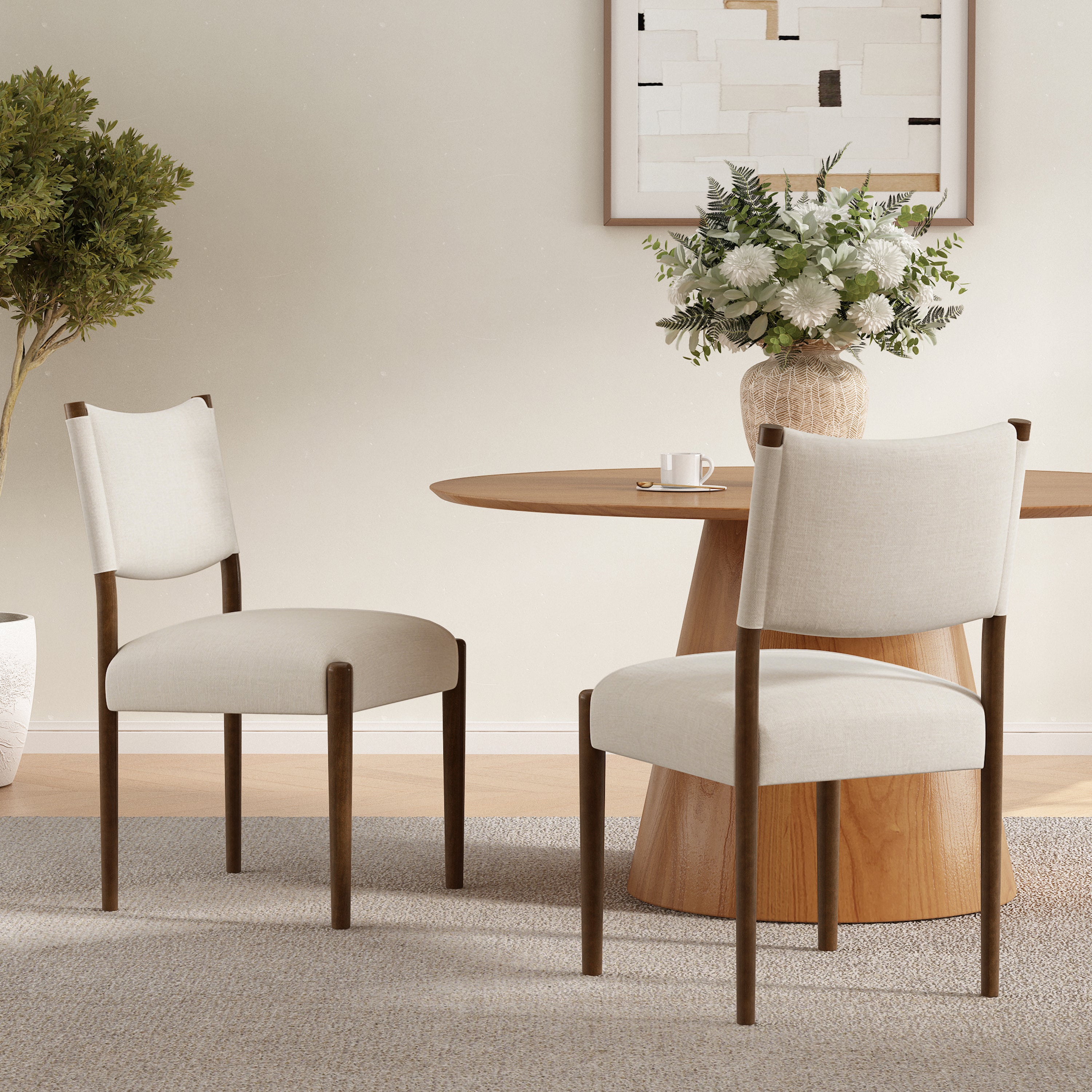 Modern Dining Chair,Kitchen Chair With Thick Seat Cushion And Solid Wood Legs, Dining Chairs For Home Bar Restaurant And Dining Room,Set Of