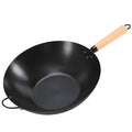 Nonstick Carbon Steel Wok, Pre-Seasoned Flat Bottom Chinese Pan, Compatible With Induction, BBQ And Camping