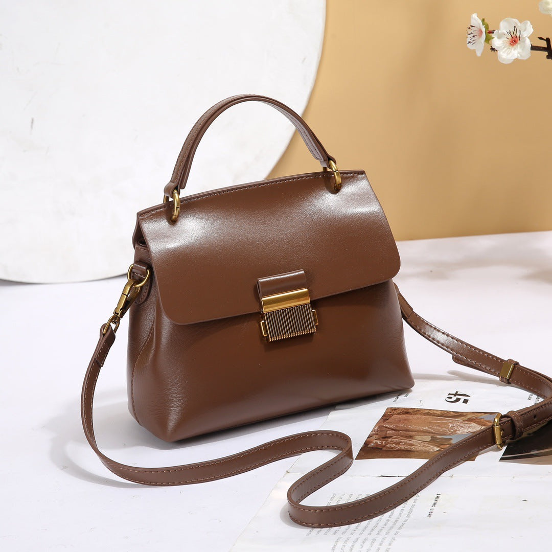 Badi Leather Women's Bag, Made Of Top-layer Cowhide, Premium Feel, Tote And Shoulder Bag, Genuine Leather With Large Cap