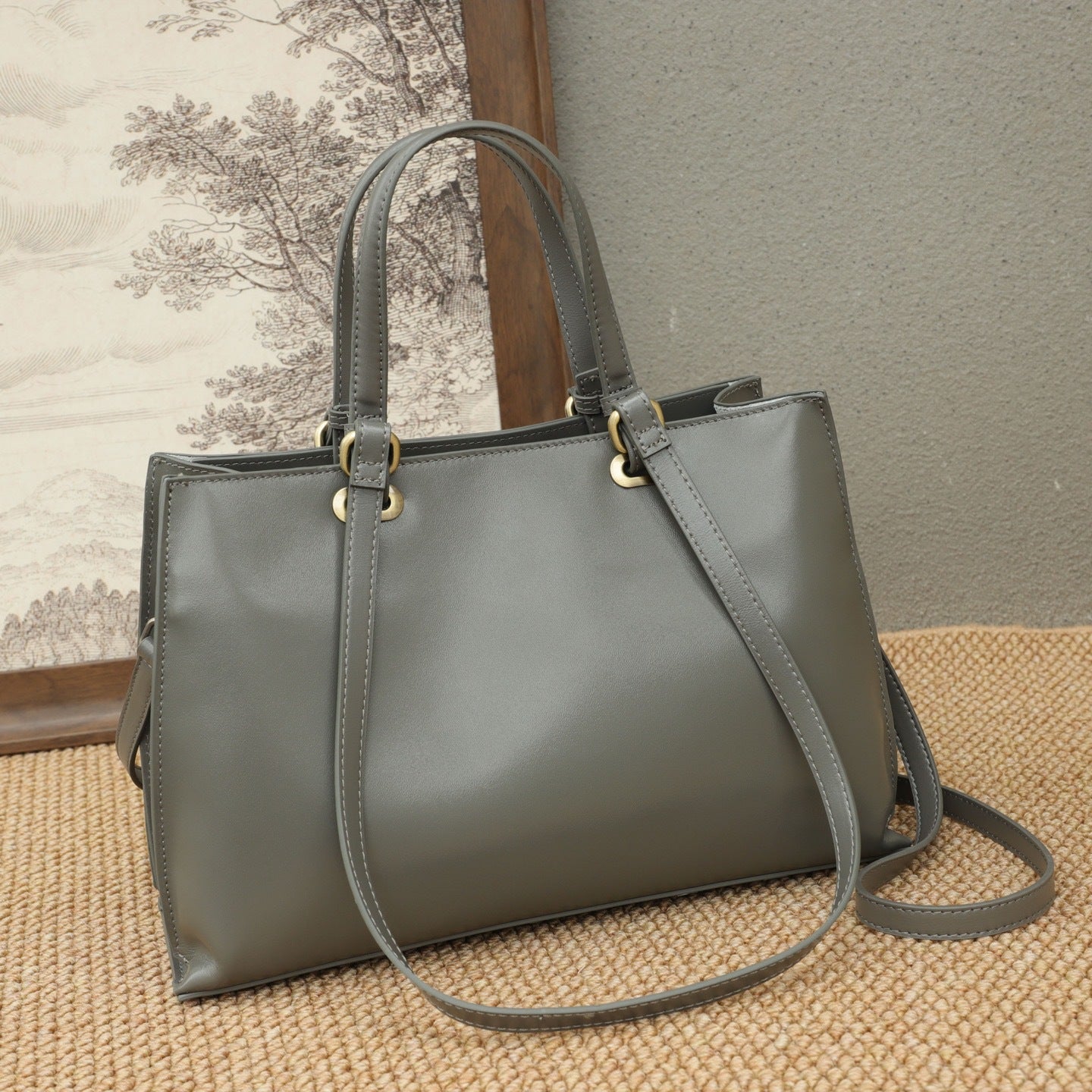 Genuine Leather Women's Bag, Versatile First-Layer Cowhide Underarm Bag, Light Luxury Simple Commuter Fashion Handheld C
