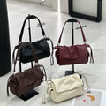 Cross-border Top-grain Leather Cloud Bag, High-end Versatile Genuine Leather Shoulder Bag, Fashionable Drawstring Pleate