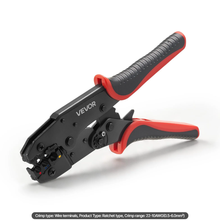 VEVOR Crimping Tool, 22-10 AWG Ratcheting Wire Crimper Tool, Labor-Saving Electrical Terminal Crimp Pliers With Clear Me