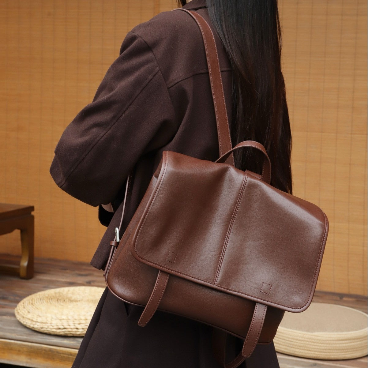 Cross-border Top-grain Vegetable-tanned Leather Backpack For Women, Large Capacity, Vintage Versatile Travel Bag, Genuin