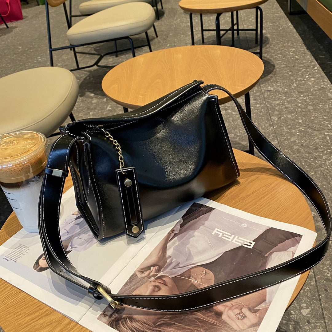 Genuine Leather Women's Bag, Top Layer Cowhide Pillow Bag, Women's Commuter Bag, Vintage Shoulder Bag, Soft Leather Mera