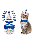 Cat Birthday Party Supplies, Blue Cat Kitten Birthday Bandana With Number Hat, Cat Birthday Decorations Banner Boy, Pet