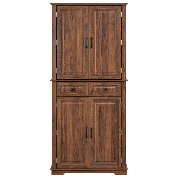 71inch Tall Kitchen Pantry Cabinet With 3 Pull Out Cabinet Organizers, Farmhouse Embossed Texture Storage Cabinet With 6 Door Shelves, 2 Dra