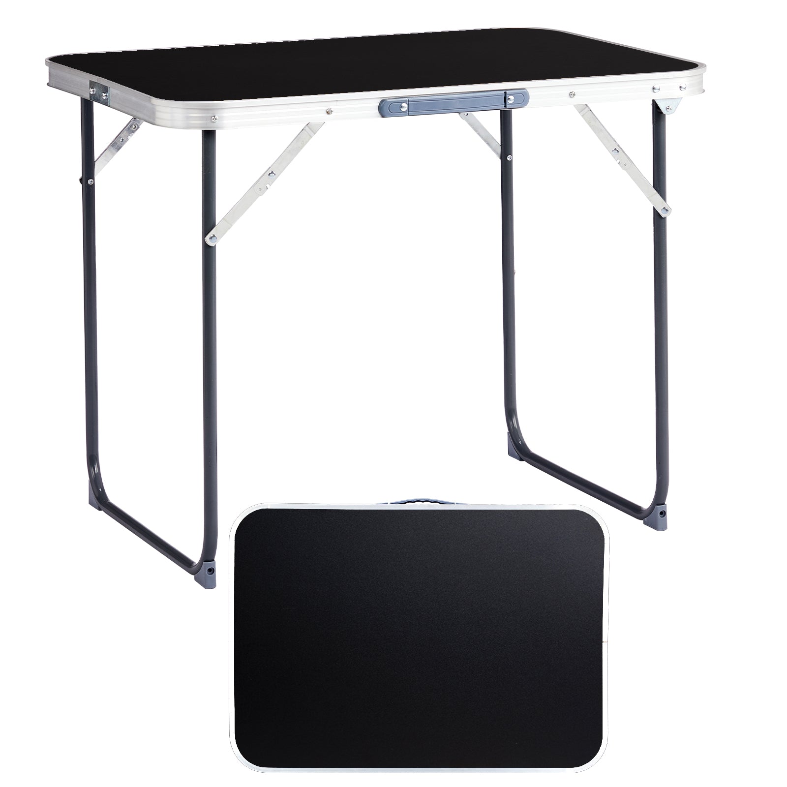 2.3ft Portable Aluminum Folding Camping Table, Indoor Outdoor Lightweight Foldable Picnic Desk, 70-50cm Heavy Duty Small Fold Up Table