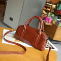 Genuine Leather Women's Bag, Baguette Style, Vegetable-tanned Cowhide, High-end Handbag, Boston Bowling Bag, Pillow Tote