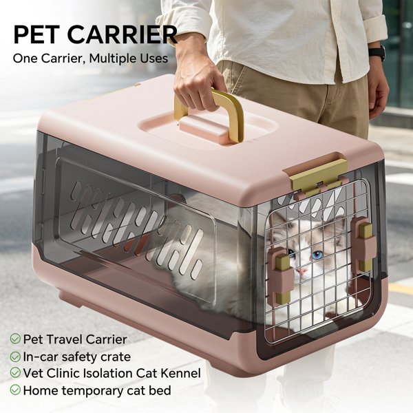 Pink Aviation Enclosed Cat Litter Box With Handle, Spacious Anti Tracking Cat Toilet, Ideal Choice For Indoor Cats And Travel