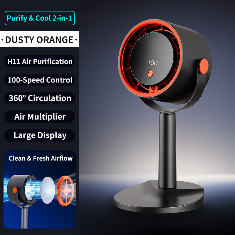 Forest Style Desktop Fan, USB Rechargeable Quiet Portable Fan With Activated Carbon Air Purification, 3-in-1 Stand Clip