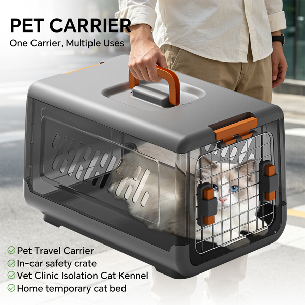 Grey Aviation Enclosed Cat Litter Box With Handle, Spacious Anti Tracking Cat Toilet, Ideal Choice For Indoor Cats And Travel