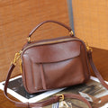 Simple Top-Grain Leather Women's Bag, Commuter Versatile Small Square Bag, Large Capacity Shoulder Bag, High-End Light L