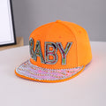Men's And Women's Identical Colorful Diamond BABY Letter Hot Stamping Diamond Brim Hat. This Stylish Hip-hop Style Flat