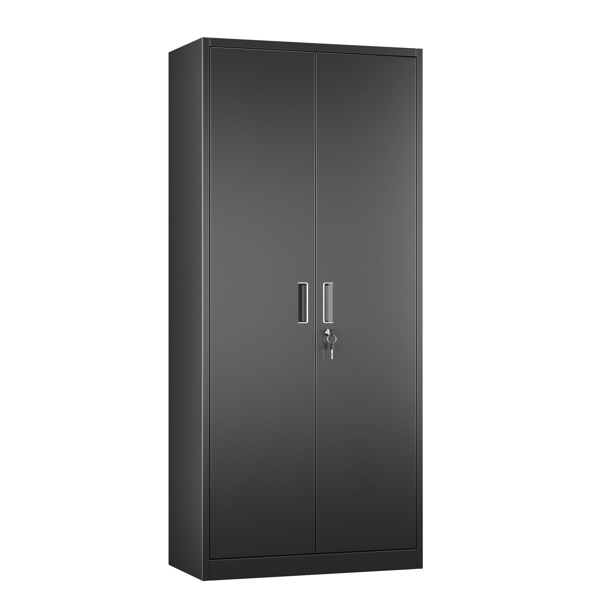 Metal Garage Storage Cabinet, Lockable Steel Storage Cabinet With 4 Adjustable Shelves For Garage, Office, Home, Assembly Required, Black