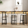 Bar Stools Kitchen Island Bar Chairs Set Of 3 Metal Counter Barstools With Backrest For Dining Pub Room Black & White