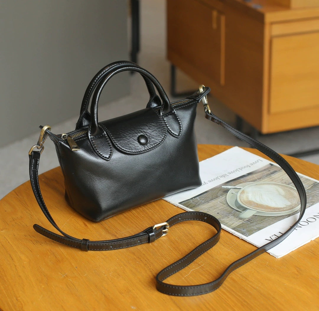 Baidie Leather Women's Bag, Vegetable-Tanned Cowhide Dumpling Bag, Handbag, Premium Crossbody Small Bag, Genuine Leather