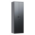 Narrow Metal Garage Storage Cabinet, Lockable Narrow Steel Storage Cabinet With 4 Adjustable Shelves For Garage, Office, Home, Assembly Requ