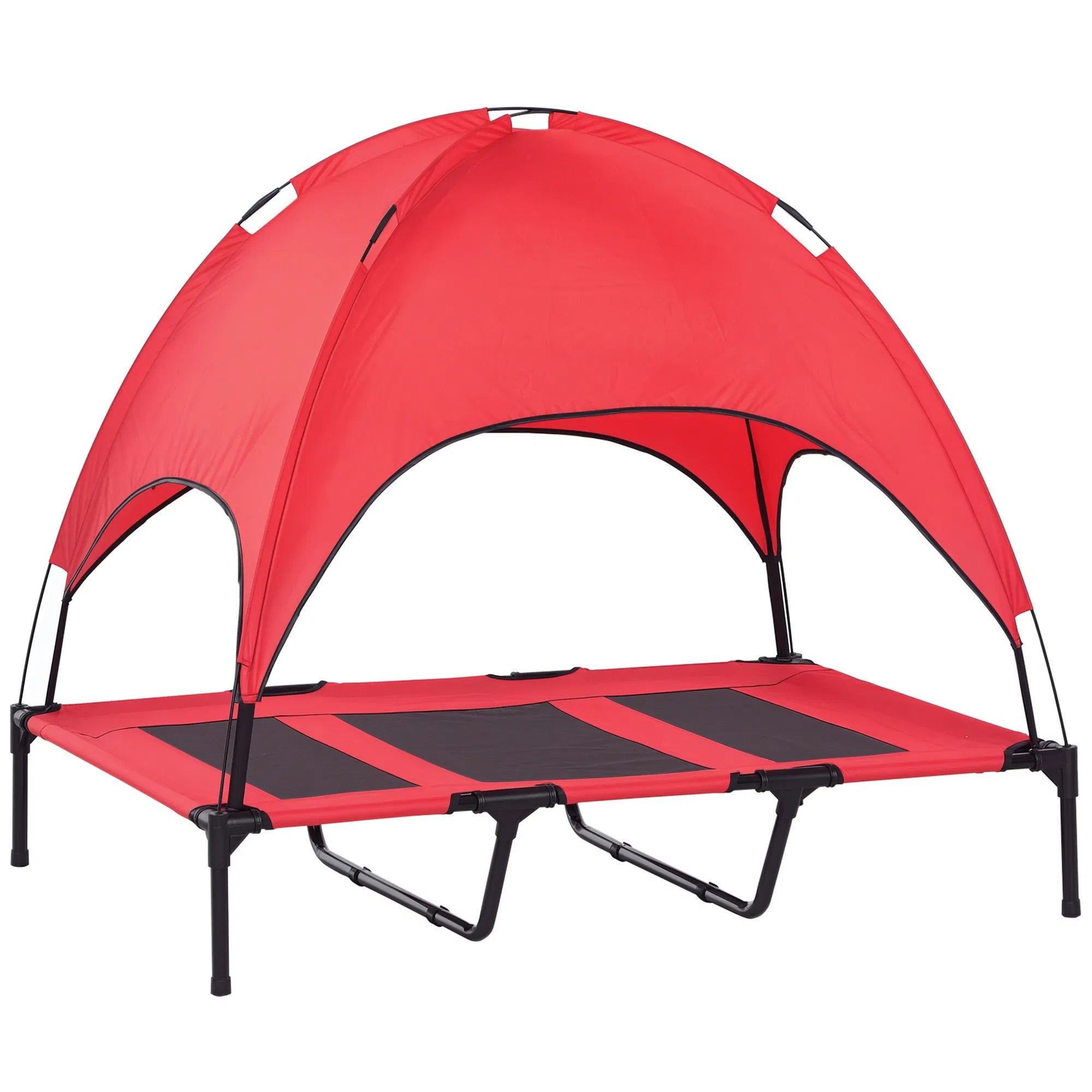 48 In X 36 In Elevated Dog Cot Cooling Pet Bed With UV Protection Canopy Shade, Portable Raised Outdoor Dog Bed, Heavy D