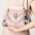 Women's Trendy Plaid Mini Shoulder Bag With Bear Charm, Chain Strap, And Colorblock Design Perfect For Casual Outings An