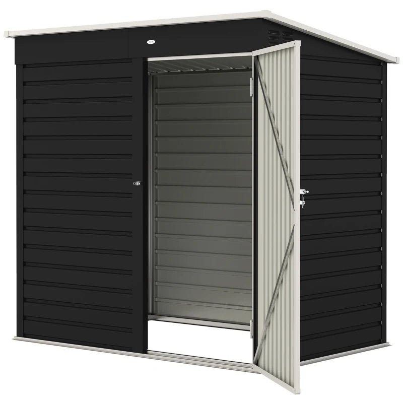 6' X 4' Outdoor Garden Shed, Metal Storage Shed With Lockable Door And Gloves For Backyard Garden Patio, Dark Gray