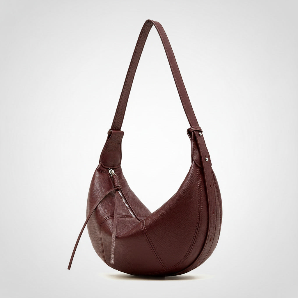 Top-grain Cowhide Crossbody Dumpling Bag, New Genuine Leather Niche Shoulder Bag, Practical For Commuting, Natural Textu